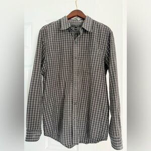 Banana Republic Men's Black and White Checkered Shirt